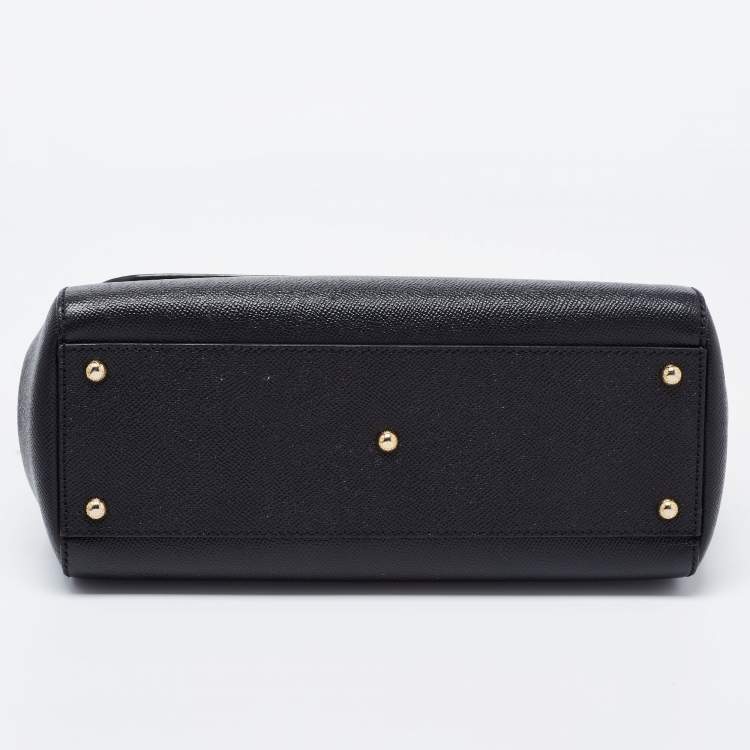 Pre Owned Dolce & Gabbana Black Leather Regular Miss Sicily Top Handle Bag