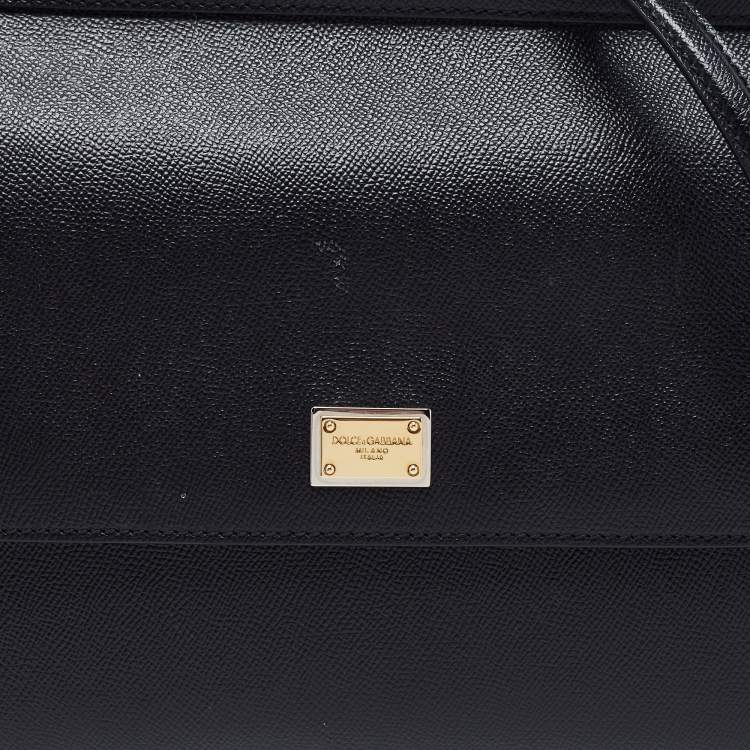 Pre Owned Dolce & Gabbana Black Leather Regular Miss Sicily Top Handle Bag