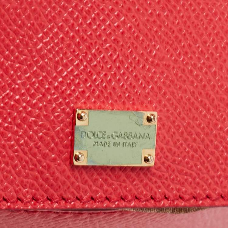 Pre Owned Dolce & Gabbana Red Leather Medium Miss Sicily Top Handle Bag
