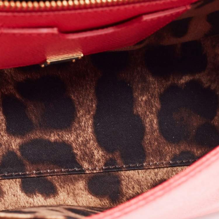 Pre Owned Dolce & Gabbana Red Leather Medium Miss Sicily Top Handle Bag