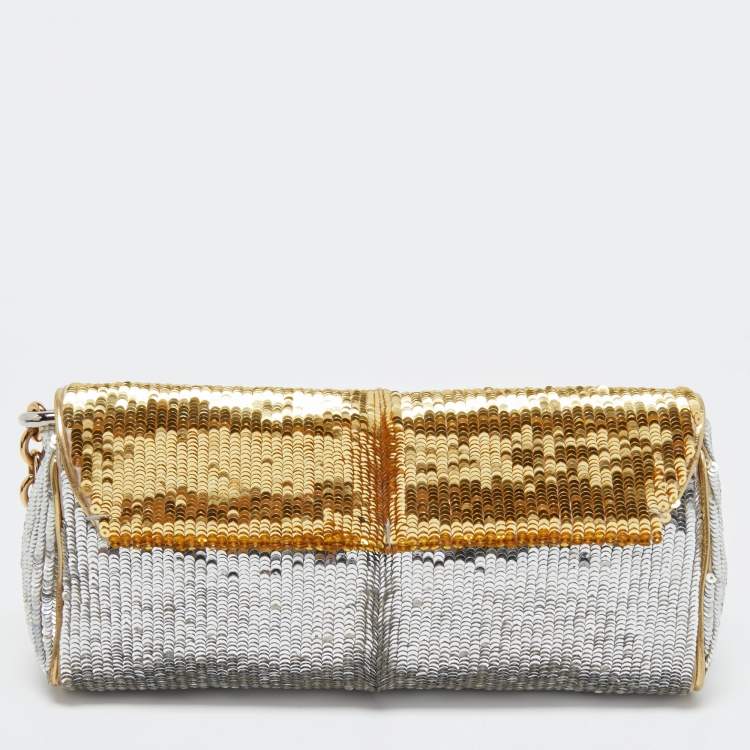 Pre Owned Dolce & Gabbana Metallic Sequin Miss Sunflower Clutch