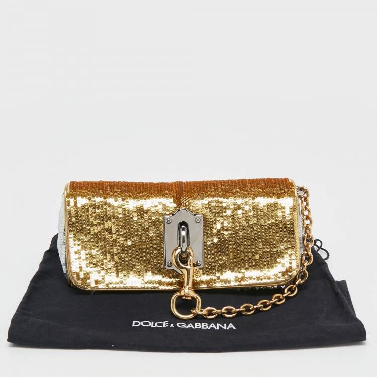 Pre Owned Dolce & Gabbana Metallic Sequin Miss Sunflower Clutch