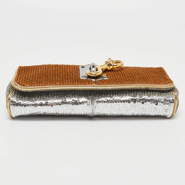 Pre Owned Dolce & Gabbana Metallic Sequin Miss Sunflower Clutch