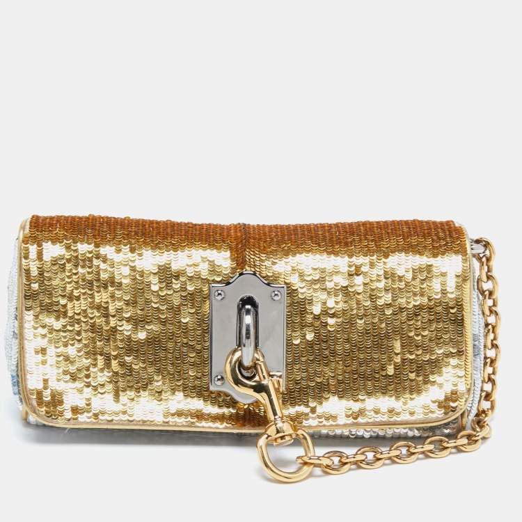 Pre Owned Dolce & Gabbana Metallic Sequin Miss Sunflower Clutch