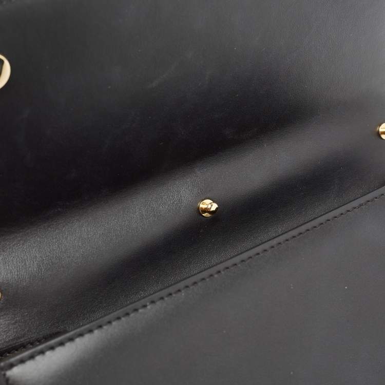 Pre Owned Dolce & Gabbana Black Leather Logo Shoulder Bag