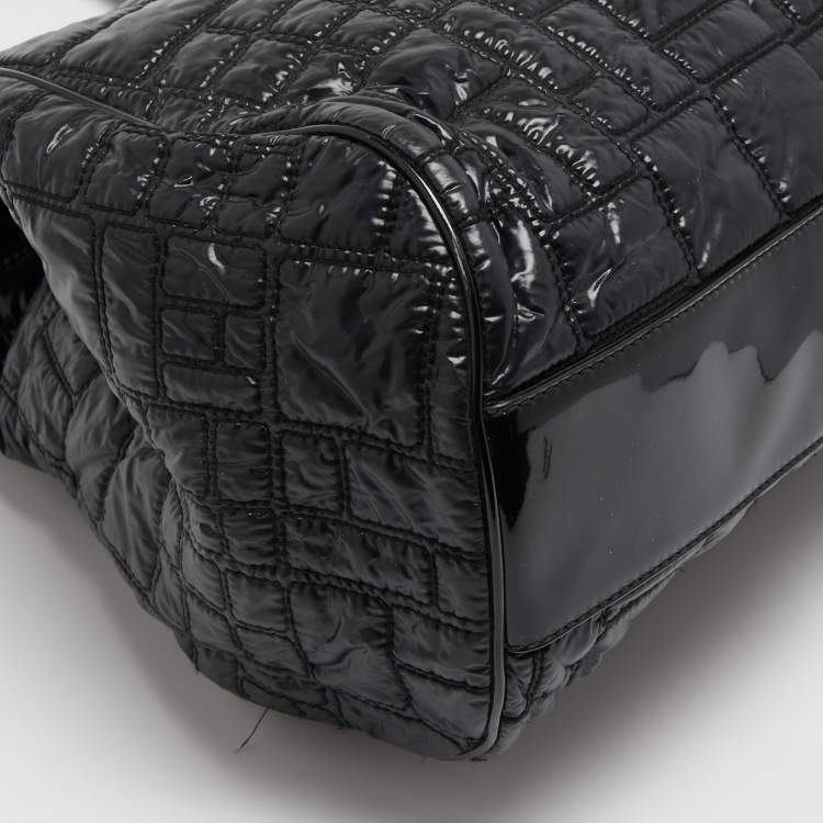 Pre Owned Dolce & Gabbana Black Nylon and Patent Leather Miss Lexington Large Tote