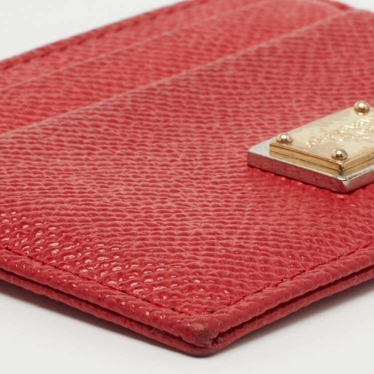 مملوكة مسبقًا Dolce & Gabbana Red Leather Card Holder