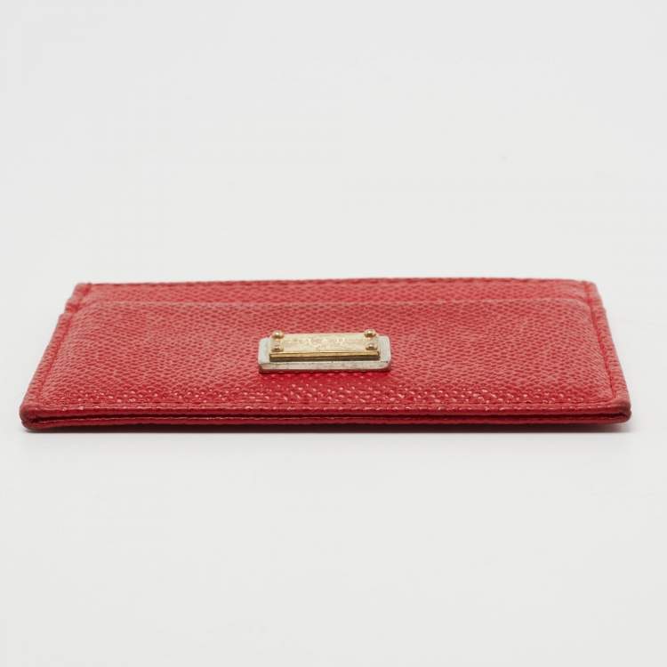 مملوكة مسبقًا Dolce & Gabbana Red Leather Card Holder