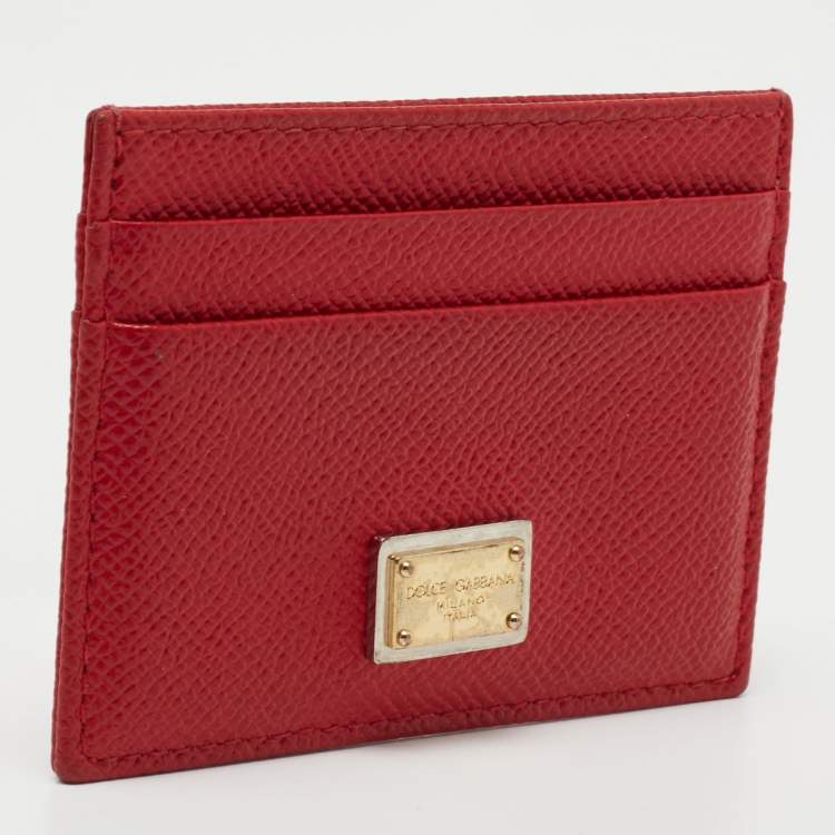 مملوكة مسبقًا Dolce & Gabbana Red Leather Card Holder