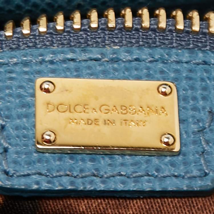Pre Owned Dolce & Gabbana Blue Leather Padlock Top Handle Bag