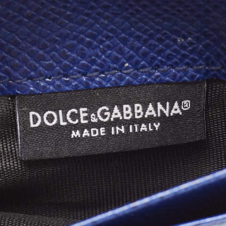 Pre Owned Dolce & Gabbana Blue Leather Trifold Wallet