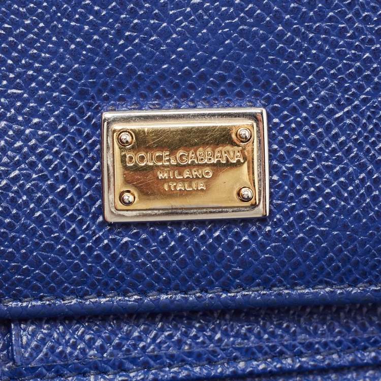 Pre Owned Dolce & Gabbana Blue Leather Trifold Wallet