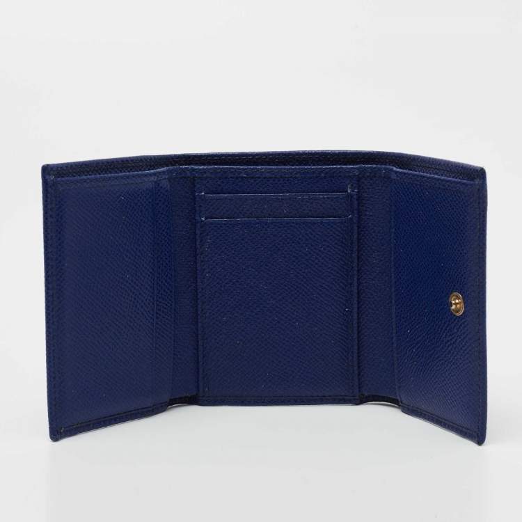 Pre Owned Dolce & Gabbana Blue Leather Trifold Wallet