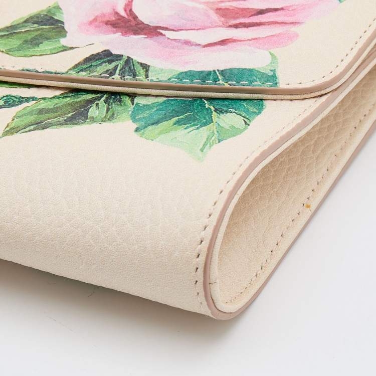 Pre Owned Dolce & Gabbana Multicolor Rose Print Leather Miss Dolce Chain Shoulder Bag