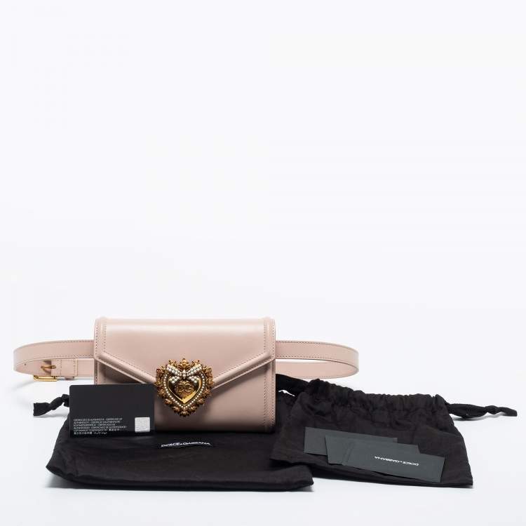 Pre Owned Dolce & Gabbana Pink Leather Devotion Belt Bag