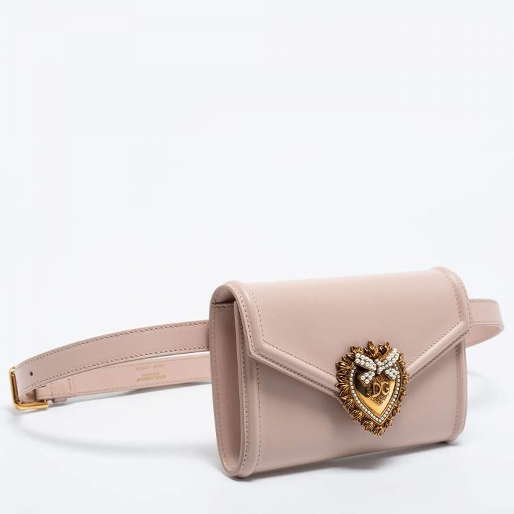 Pre Owned Dolce & Gabbana Pink Leather Devotion Belt Bag