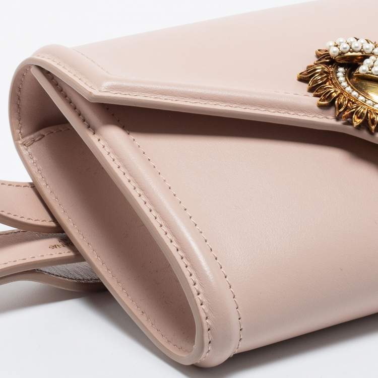 Pre Owned Dolce & Gabbana Pink Leather Devotion Belt Bag