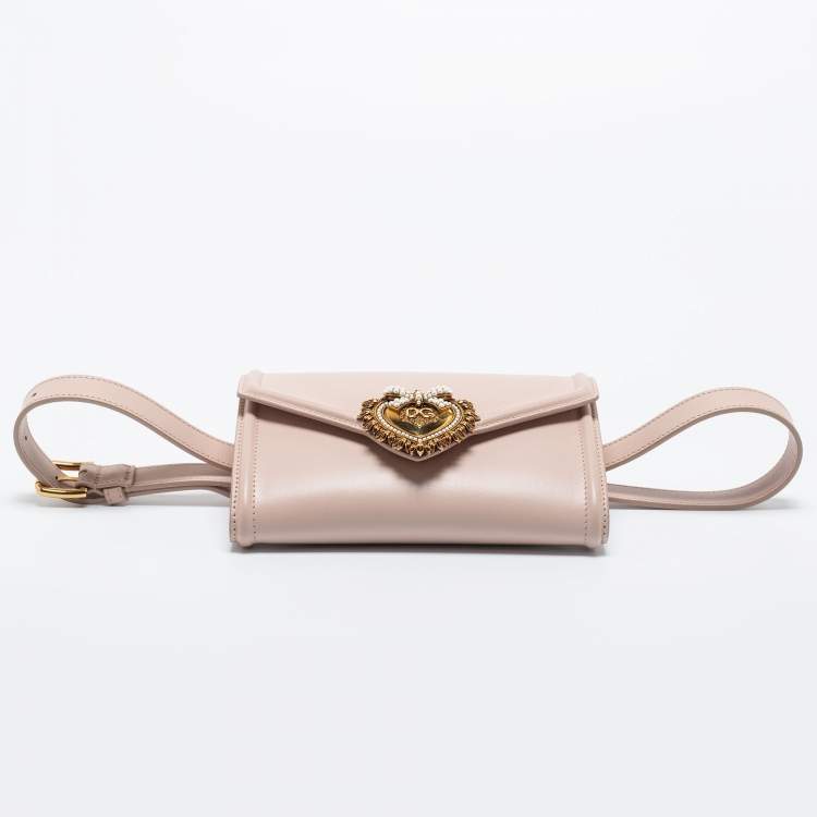 Pre Owned Dolce & Gabbana Pink Leather Devotion Belt Bag