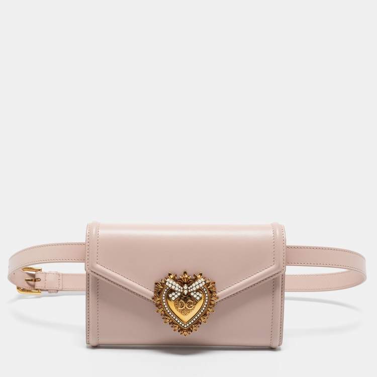 Pre Owned Dolce & Gabbana Pink Leather Devotion Belt Bag