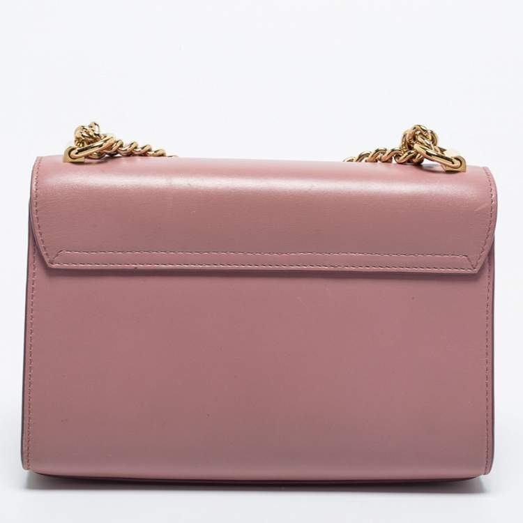 Pre Owned Dolce & Gabbana Dusty Pink Leather Small Lucia Shoulder Bag