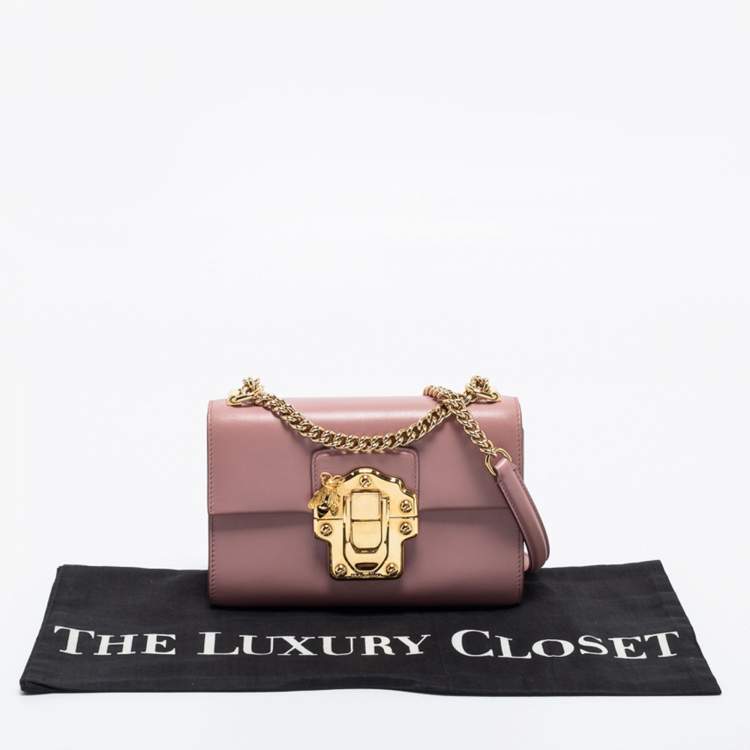 Pre Owned Dolce & Gabbana Dusty Pink Leather Small Lucia Shoulder Bag
