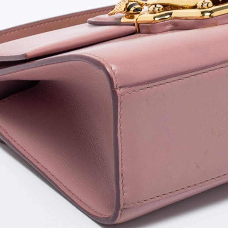 Pre Owned Dolce & Gabbana Dusty Pink Leather Small Lucia Shoulder Bag