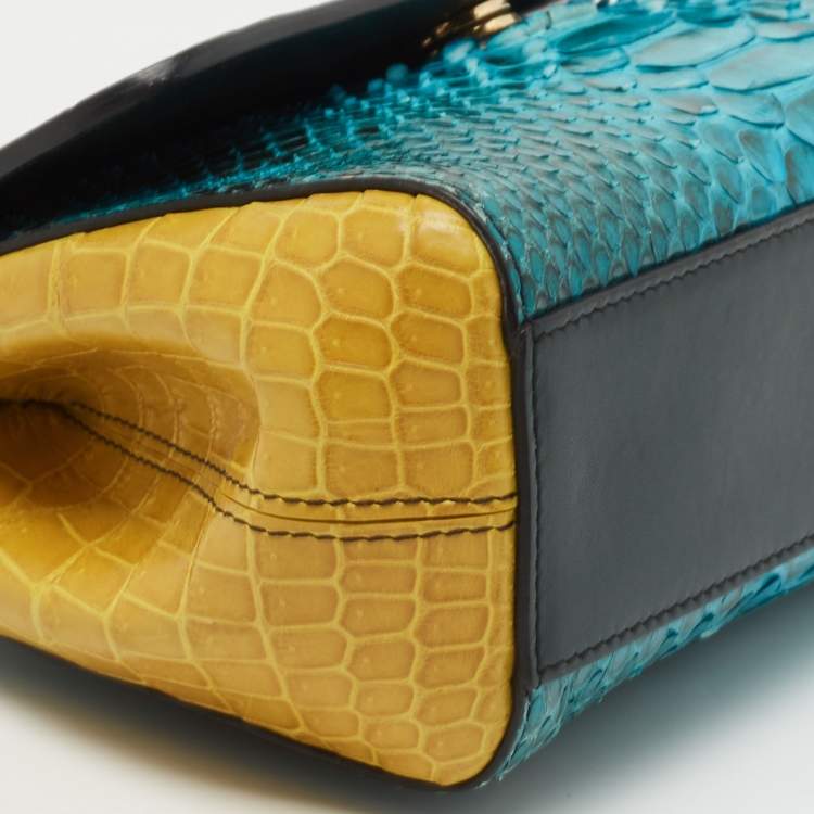 Pre Owned Dolce & Gabbana Multicolor Python and Crocodile Small Miss Sicily Top Handle Bag