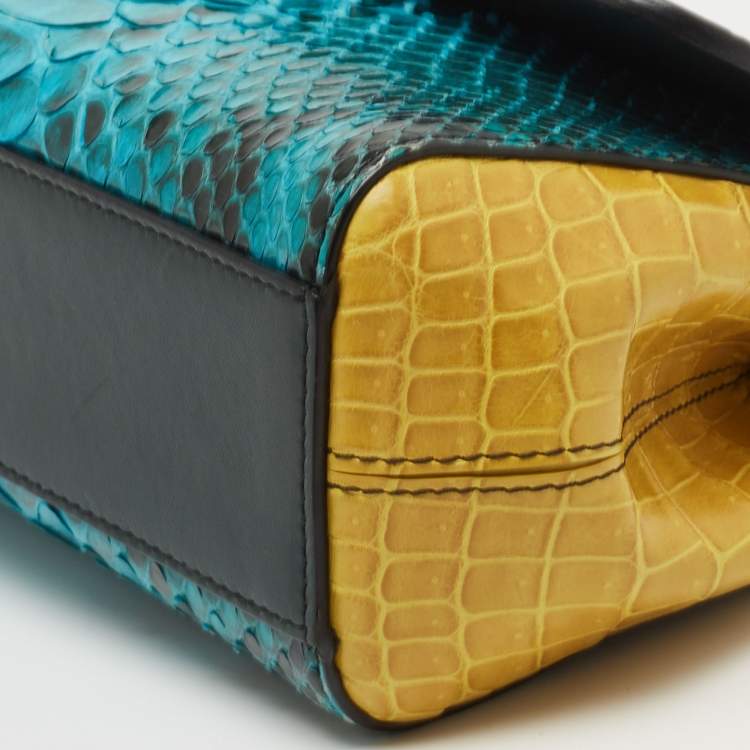 Pre Owned Dolce & Gabbana Multicolor Python and Crocodile Small Miss Sicily Top Handle Bag