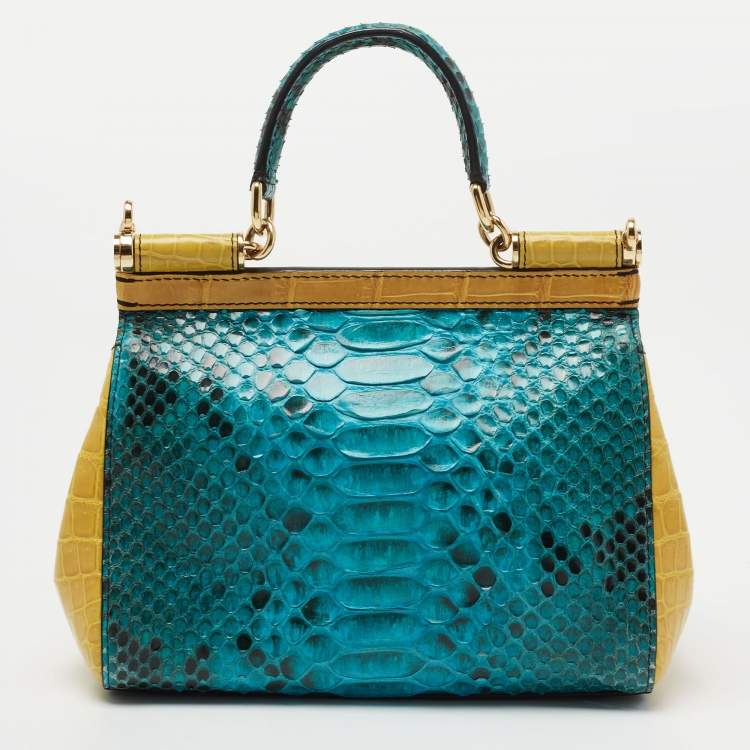 Pre Owned Dolce & Gabbana Multicolor Python and Crocodile Small Miss Sicily Top Handle Bag