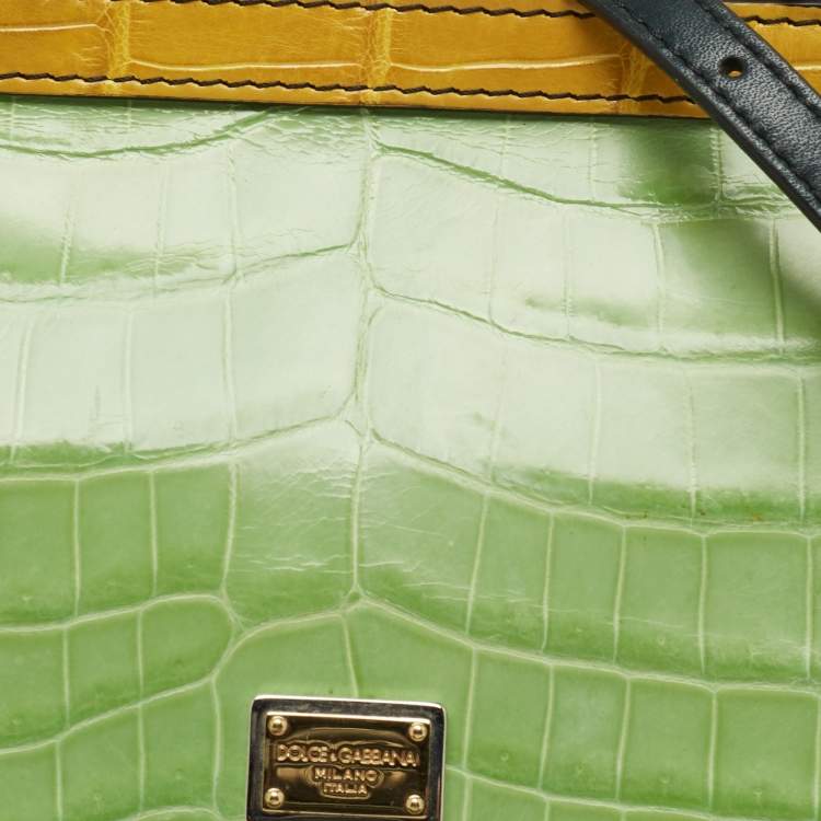 Pre Owned Dolce & Gabbana Multicolor Python and Crocodile Small Miss Sicily Top Handle Bag