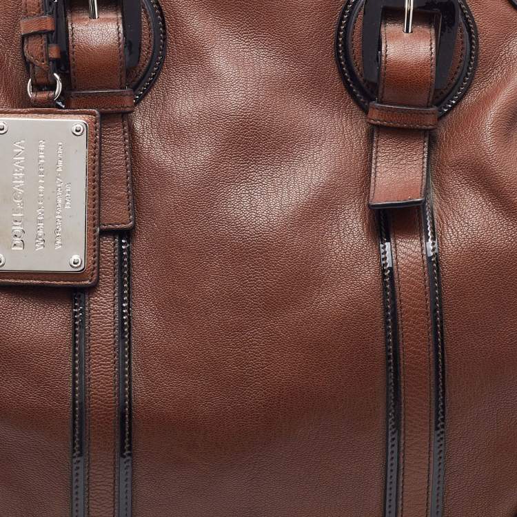 Pre Owned Dolce & Gabbana Brown/Black Leather Miss Romantique Satchel