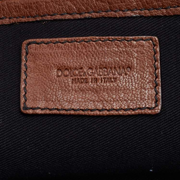 Pre Owned Dolce & Gabbana Brown/Black Leather Miss Romantique Satchel