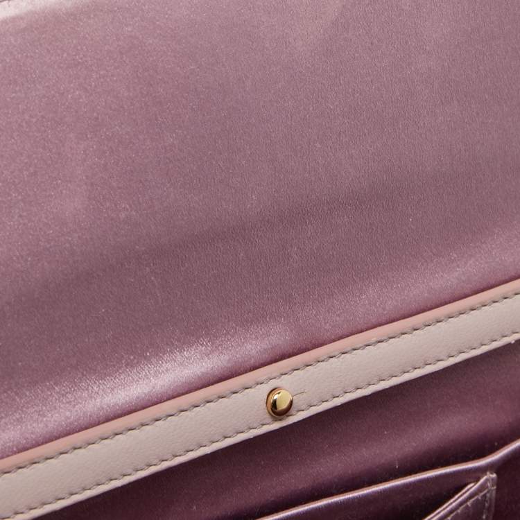 Pre Owned Dolce & Gabbana Pink Lace and Satin Padlock Chain Clutch