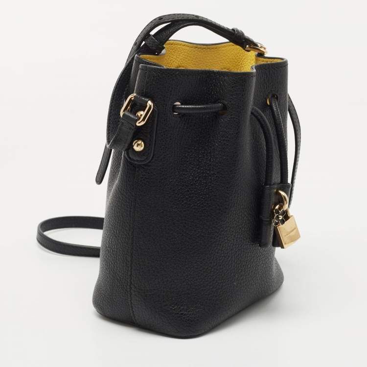 Pre Owned Dolce & Gabbana Black Leather Small Claudia Drawstring Bucket Bag