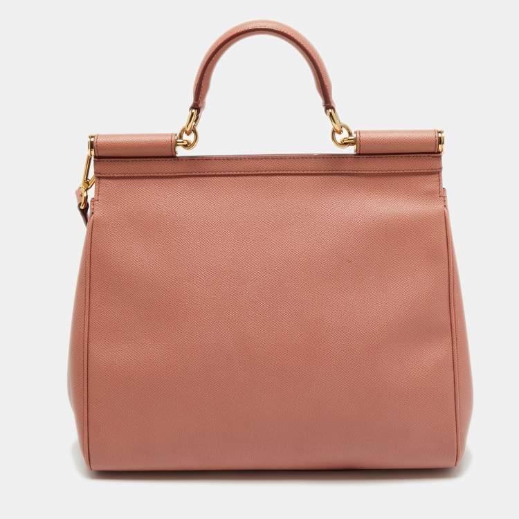Pre Owned Dolce & Gabbana Pink Leather Miss Sicily Top Handle Bag