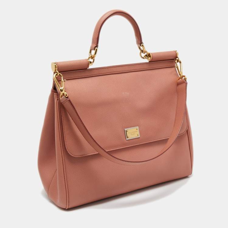 Pre Owned Dolce & Gabbana Pink Leather Miss Sicily Top Handle Bag