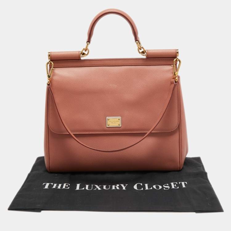 Pre Owned Dolce & Gabbana Pink Leather Miss Sicily Top Handle Bag