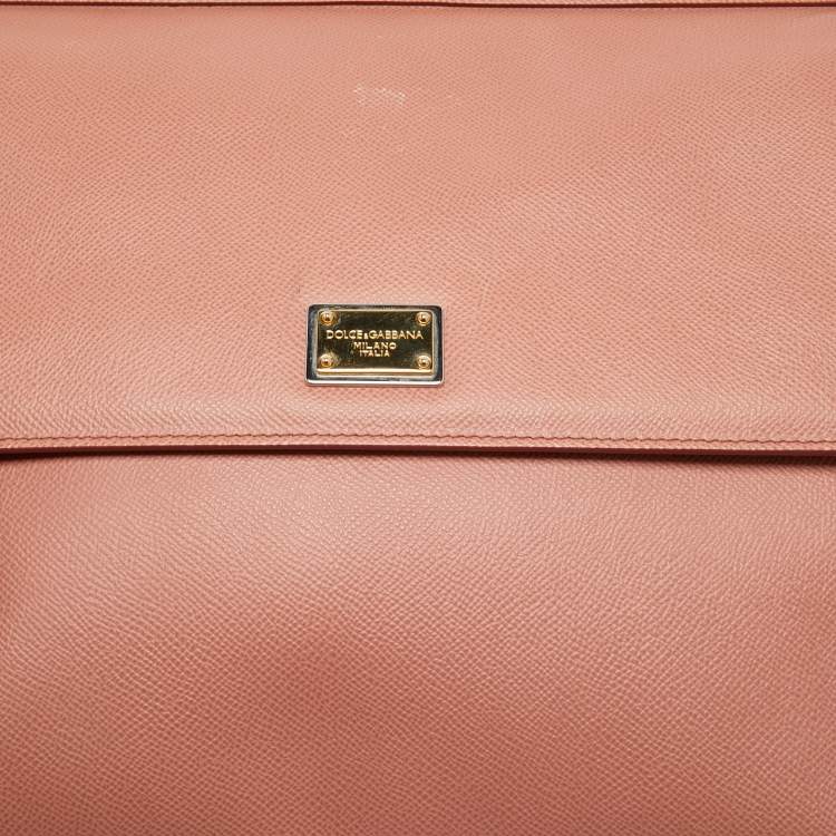 Pre Owned Dolce & Gabbana Pink Leather Miss Sicily Top Handle Bag