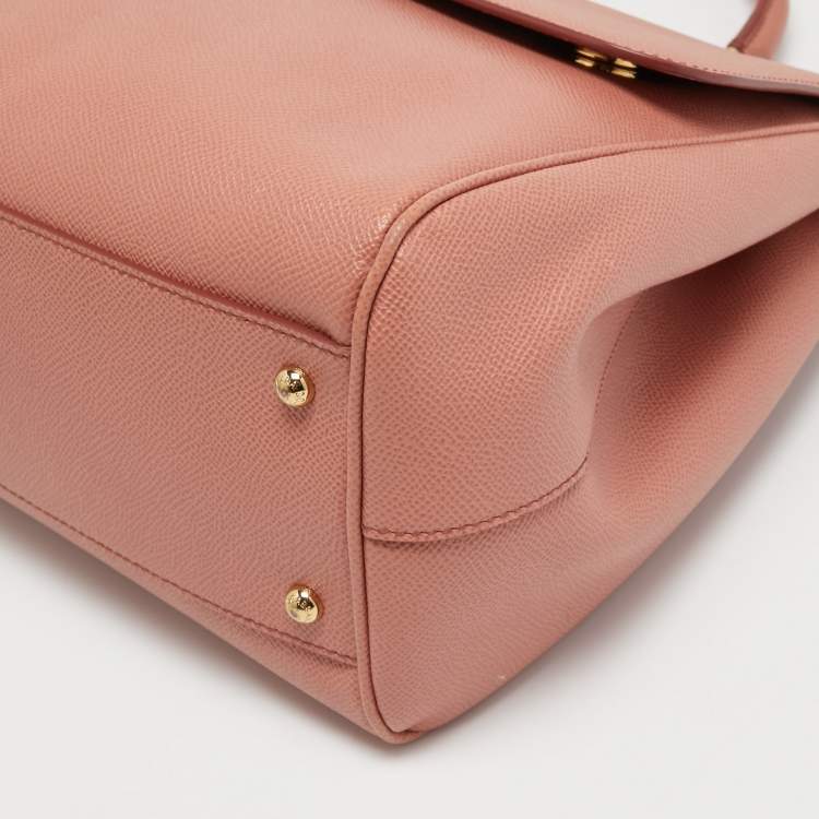 Pre Owned Dolce & Gabbana Pink Leather Miss Sicily Top Handle Bag