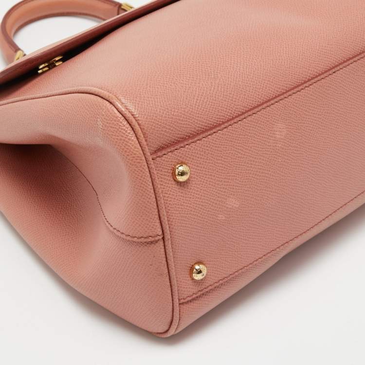 Pre Owned Dolce & Gabbana Pink Leather Miss Sicily Top Handle Bag