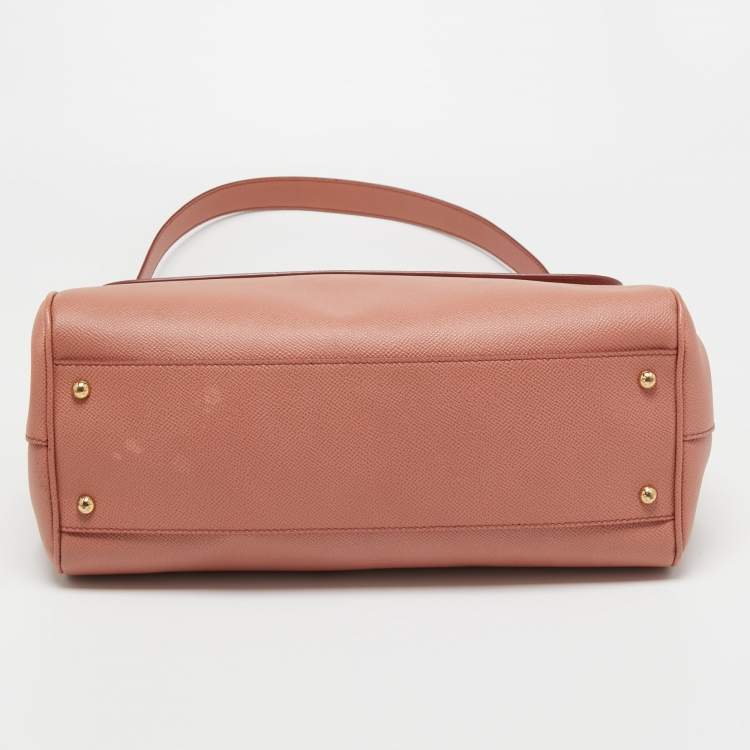 Pre Owned Dolce & Gabbana Pink Leather Miss Sicily Top Handle Bag