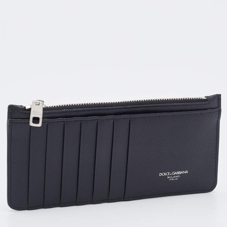 Pre Owned Dolce & Gabbana Black Leather Zipped Card Holder