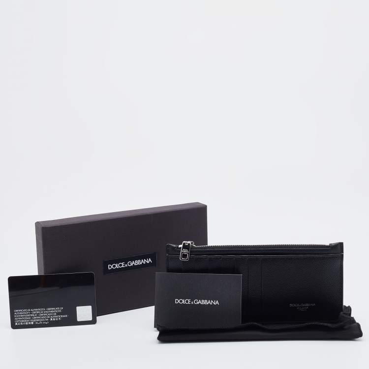 Pre Owned Dolce & Gabbana Black Leather Zipped Card Holder