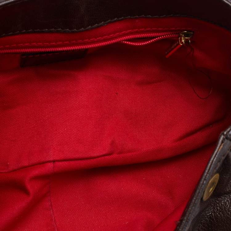 Pre Owned Dolce & Gabbana Dark Brown Leather Vintage Shoulder Bag