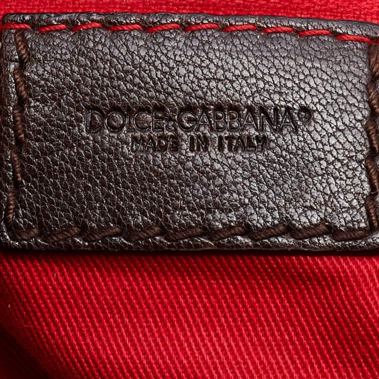 Pre Owned Dolce & Gabbana Dark Brown Leather Vintage Shoulder Bag