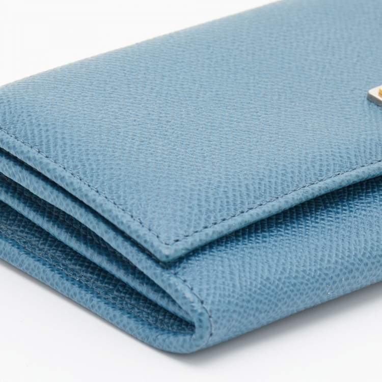 مملوكة مسبقًا Dolce & Gabbana Blue Leather Dauphine Flap Continental Wallet