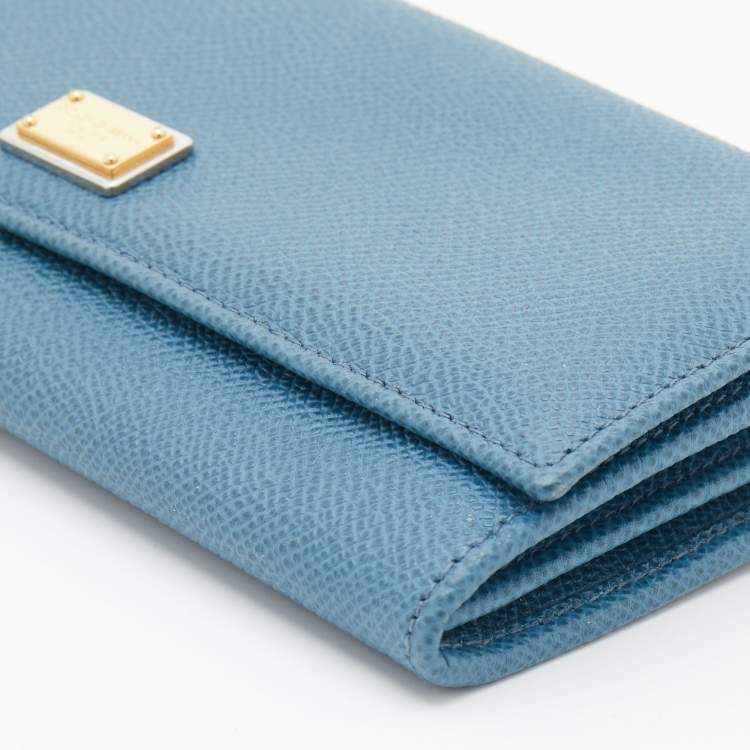 مملوكة مسبقًا Dolce & Gabbana Blue Leather Dauphine Flap Continental Wallet