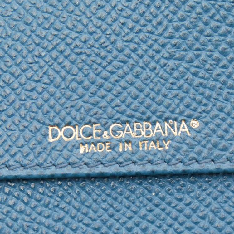 مملوكة مسبقًا Dolce & Gabbana Blue Leather Dauphine Flap Continental Wallet