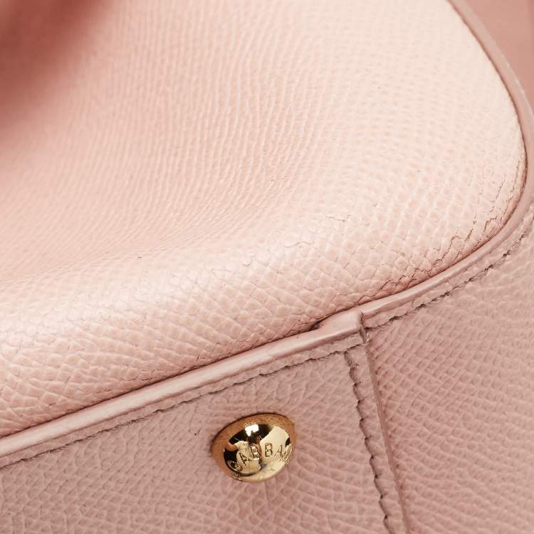Pre Owned Dolce & Gabbana Pink Leather Large Miss Sicily Top Handle Bag