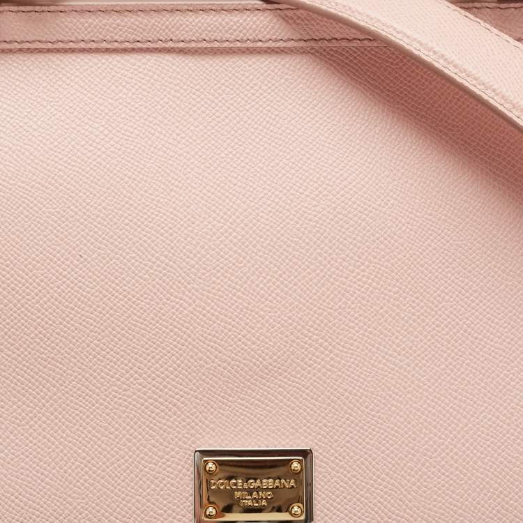 Pre Owned Dolce & Gabbana Pink Leather Large Miss Sicily Top Handle Bag